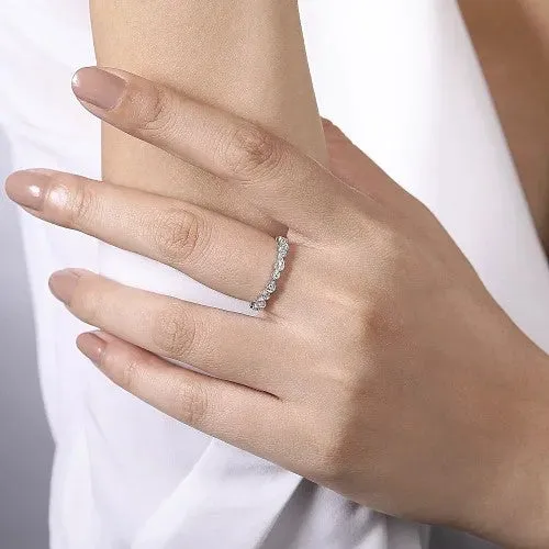 GABRIEL CO 14K White Gold Pear and Round Station Stackable Diamond Ring Rings