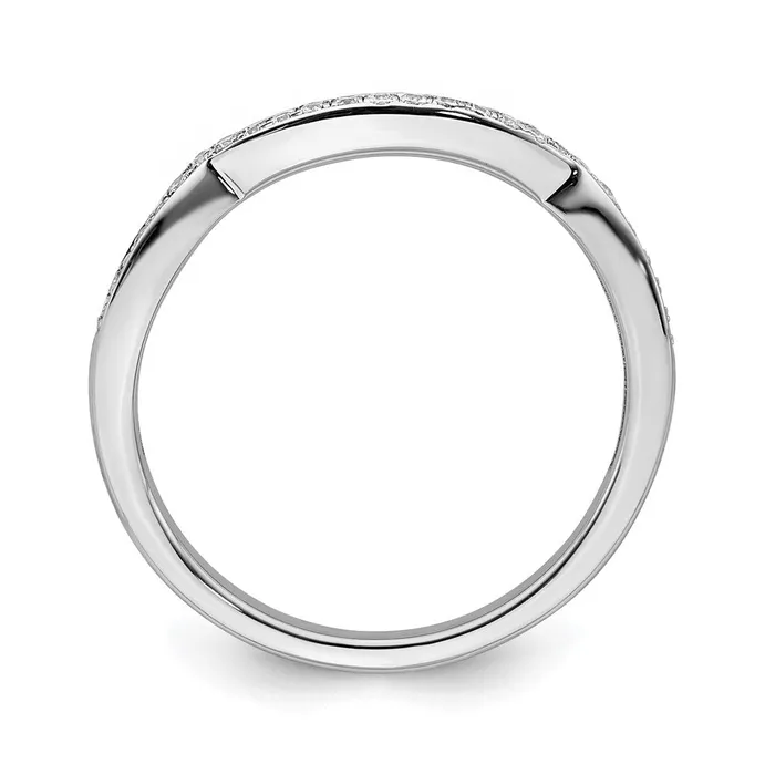 14k White Gold Contoured Real Diamond Band Goldia Rings