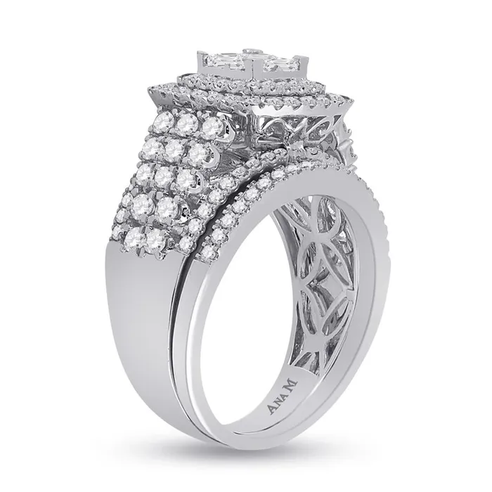 14k White Gold Princess Diamond Bridal Wedding Ring Set 134 Cttw gndatlanta Rings