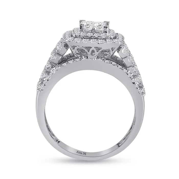 14k White Gold Princess Diamond Bridal Wedding Ring Set 134 Cttw gndatlanta Rings