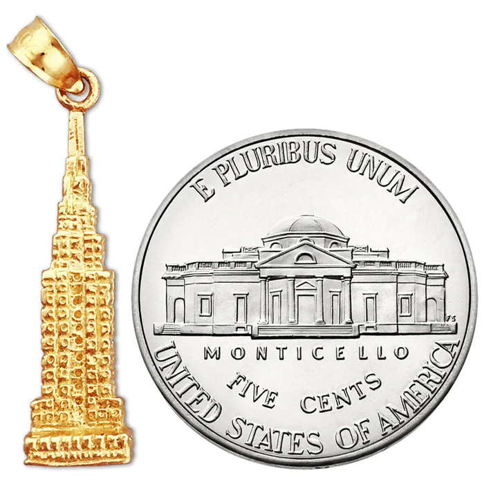 Charm Necklaces 14K Gold 3D Empire State Building Charm Goldia