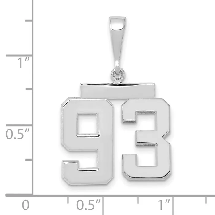 Charm Necklaces 14k White Goldw Medium Polished Number 93 Charm Goldia