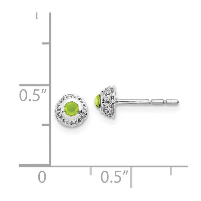 Earrings Solid 14k White Gold Simulated CZ and Cabochon Peridot Earrings Goldia Earrings Solid 14k White Gold Simulated CZ and Cabochon Peridot Earrings Goldia
