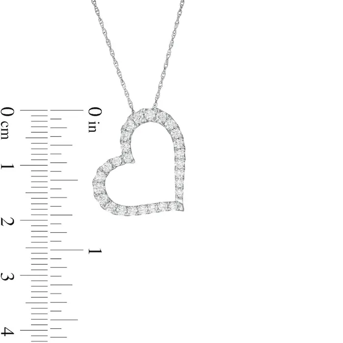 Goldia 063 CT TW Natural Diamond Tilted Heart Necklace in 10K White Gold Necklaces Goldia 063 CT TW Natural Diamond Tilted Heart Necklace in 10K White Gold Necklaces