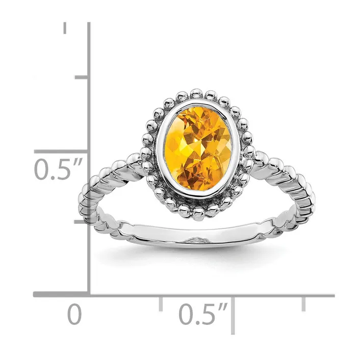 Goldia 14k White Gold Oval Citrine Ring Rings