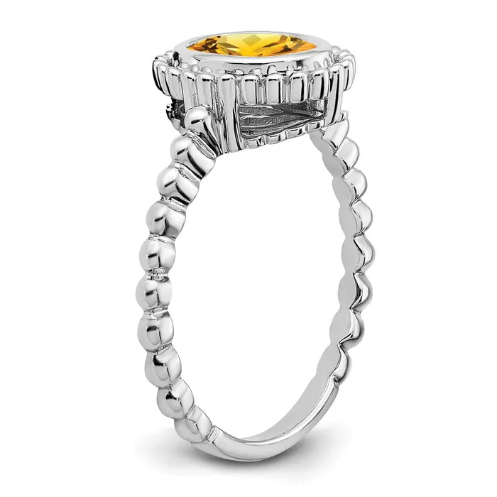 Goldia 14k White Gold Oval Citrine Ring Rings