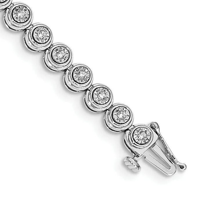 Goldia Bracelets 14k White Gold 12 Ct Lab Grown Diamond VSSI G 7 inch Circle Link Bracelet