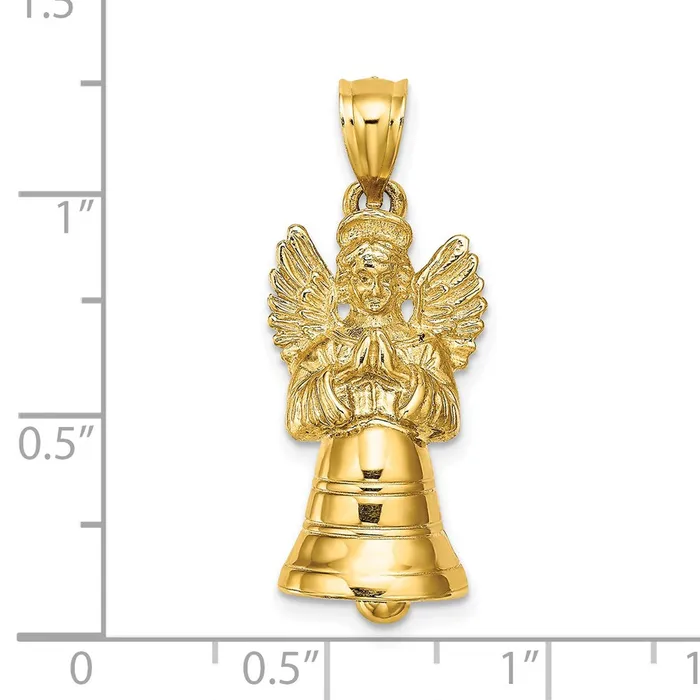 Goldia Charm Necklaces 14k Yellow Gold 3D w Moveable Angel Charm