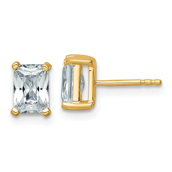 Goldia Earrings 14k Yellow Gold 2 ctw Lab Grown Diamond VSSI G Radiant 4 Prong Heavy Wt Stud Earrings