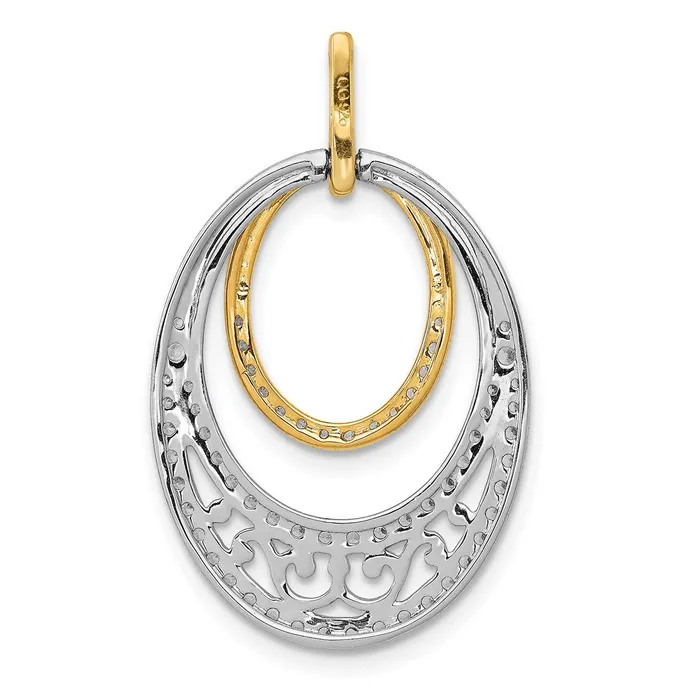 Goldia Rings 14k TwoTone Gold 12ct Real Diamond Fancy Ovals Pendant