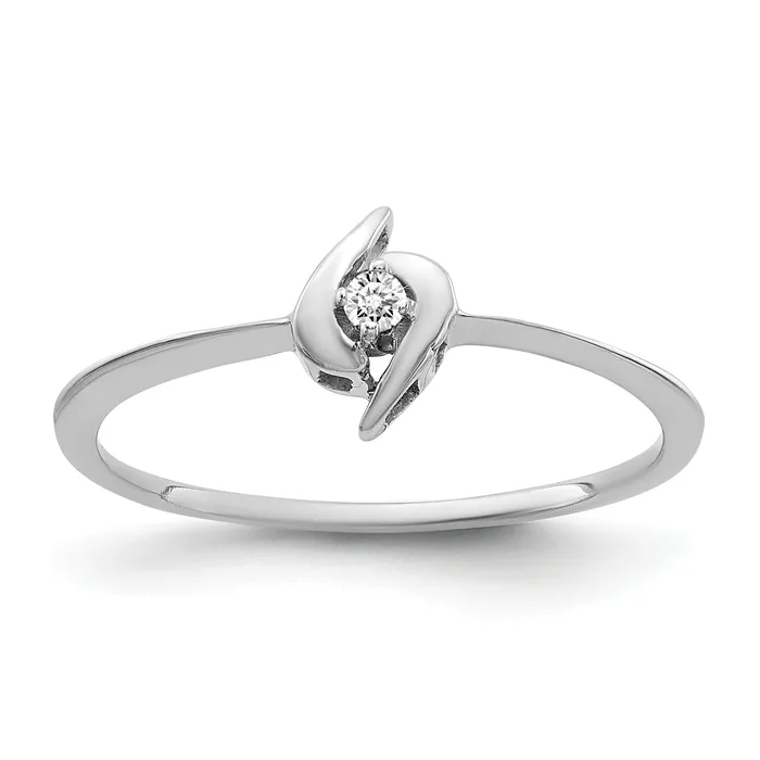 Goldia Rings Solid 14k White Gold Polished AA Simulated CZ Ring