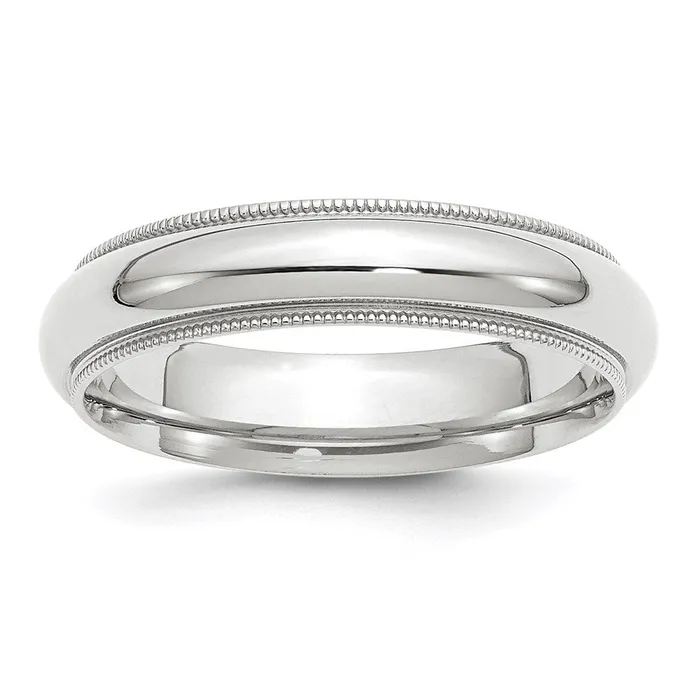 Goldia Solid 10K White Gold 5mm Milgrain Comfort Fit MensWomens Wedding Band Ring Size 115 Rings