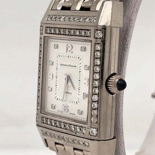 JMS always Watches Original Preowned Jaeger LeCoultre Reverso Hand Wind Diamond Silver Dial Ladies Watch Q2673420 JMS always Watches Original Preowned Jaeger LeCoultre Reverso Hand Wind Diamond Silver Dial Ladies Watch Q2673420