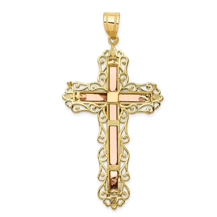 Necklaces Goldia 14k TriColor Gold Diamondcut Crucifix Pendant