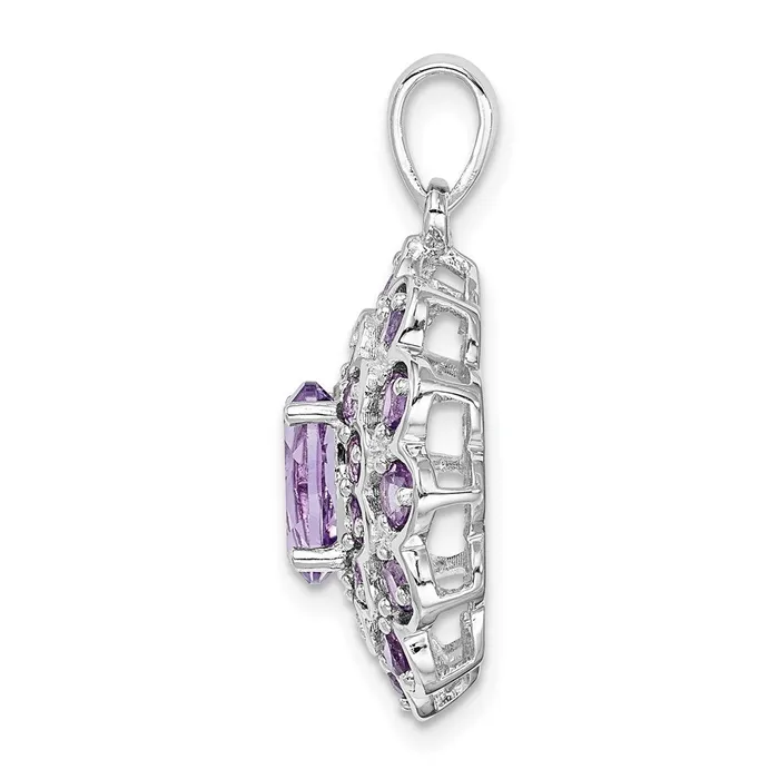 Necklaces Goldia Sterling Silver Rhodiumplated 8x6 Oval Center Amethyst Pendant