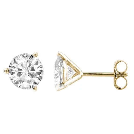 Original Maulijewels 14k Yellow Gold Round Stud Earrings With 060 Cttw Natural White Diamonds Push Back Clasp JMS always Earrings