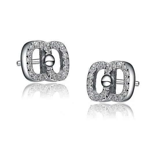 Original Megan Walford 925 Sterling Silver Cubic Zirconia Double Circle Stud Earrings JMS always Earrings Original Megan Walford 925 Sterling Silver Cubic Zirconia Double Circle Stud Earrings JMS always Earrings