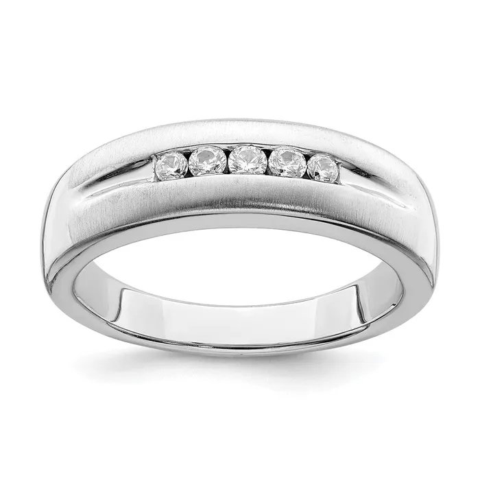 Rings Goldia 022ct CZ Solid Real 14k White Gold Mens Bridal Wedding Band Ring