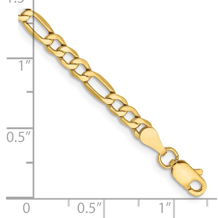 14K 8 inch 35mm SemiSolid Figaro with Lobster Clasp Bracelet TreasureFineJewelers Bracelets