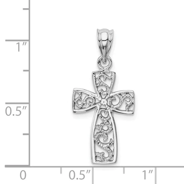 14k White Gold Filigree Cross Pendant TreasureFineJewelers Necklaces