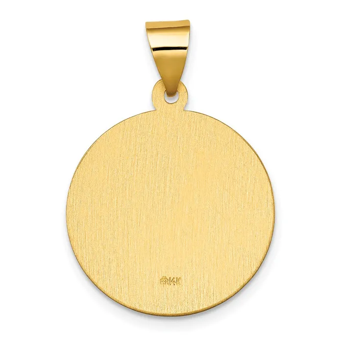 14k Yellow Gold PolishedSatin St Daniel Hollow Medal Pendant TreasureFineJewelers Necklaces