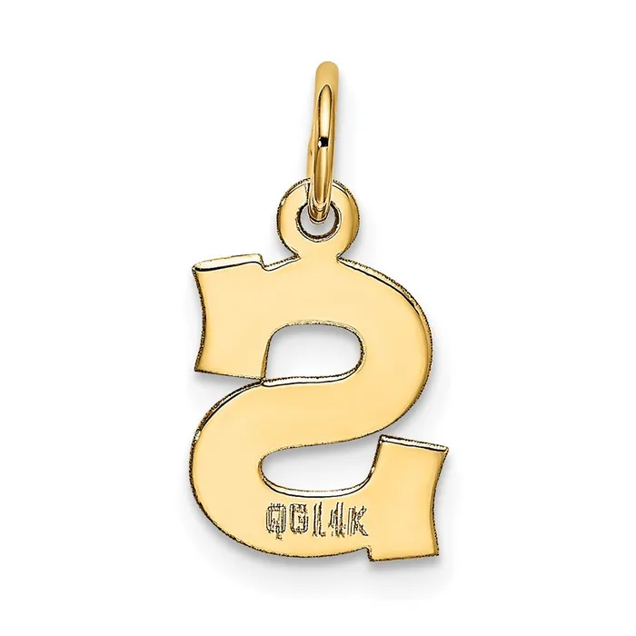 14k Yellow Gold Small Block Letter S Initial Charm TreasureFineJewelers Charm Necklaces