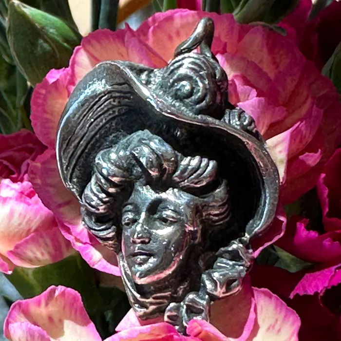 Necklaces ONeills Estate Jewelry Sterling Silver Woman in a Bonnet Pendant 55503985