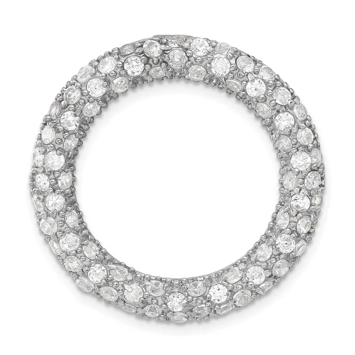 Necklaces Sterling Silver CZ Circle Chain Slide Pendant TreasureFineJewelers