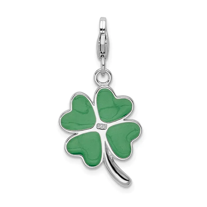 Rings TreasureFineJewelers Sterling Silver Amore La Vita Rhpl 3D Enamel Swarovski LOVE Clover Charm