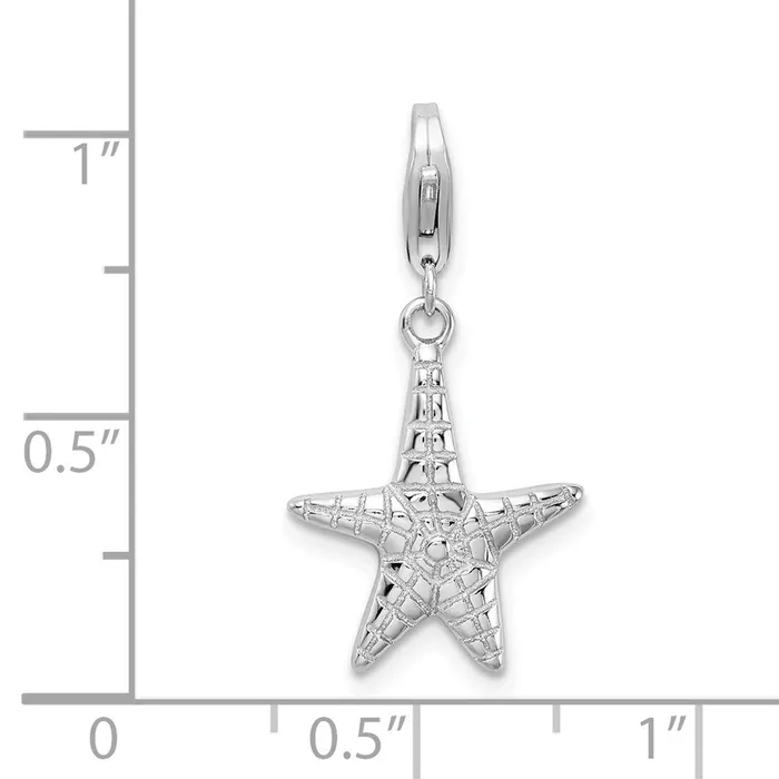 Sterling Silver Amore La Vita Rhodiumplated Polished Starfish Charm TreasureFineJewelers Rings