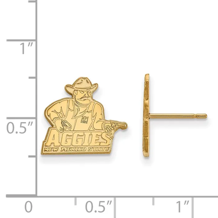 Sterling Silver Goldplated New Mexico State University Aggies Small Post Earrings TreasureFineJewelers Earrings