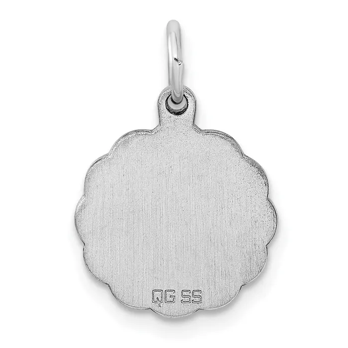Sterling Silver Rhplt Engraveable Polished FrontSatin Back Disc Charm TreasureFineJewelers Rings