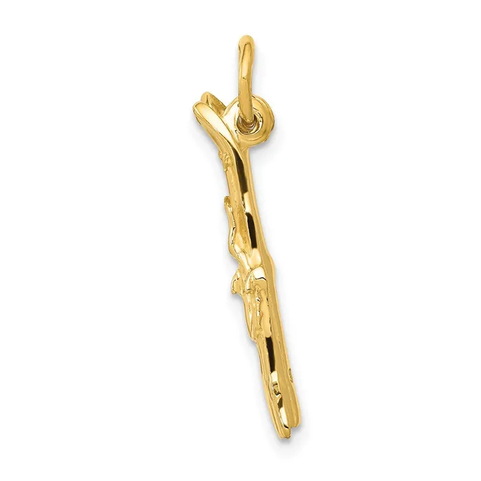 TreasureFineJewelers Charm Necklaces 14K 3D Pair Of Skis Charm