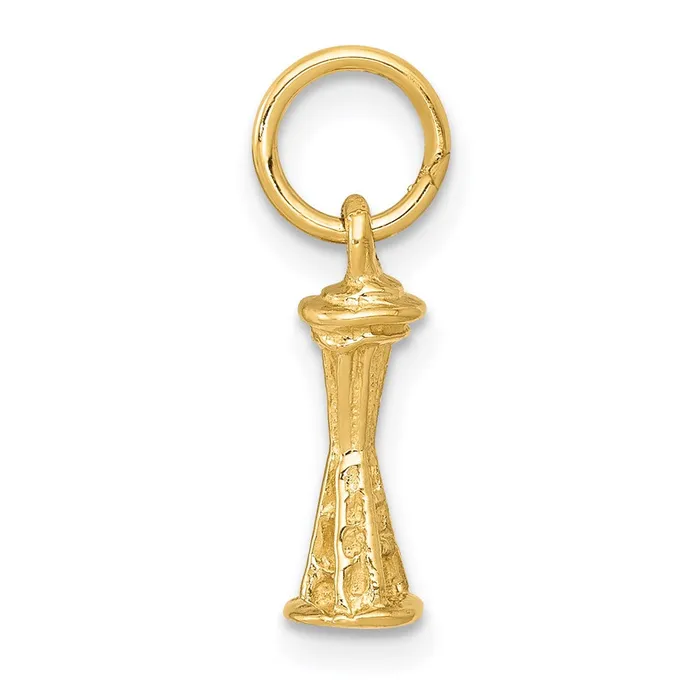 TreasureFineJewelers Charm Necklaces 14k Solid Polished 3D Seattle Space Needle Charm