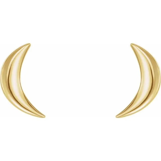 TreasureFineJewelers Earrings 14K Yellow Gold Crescent Moon Earrings