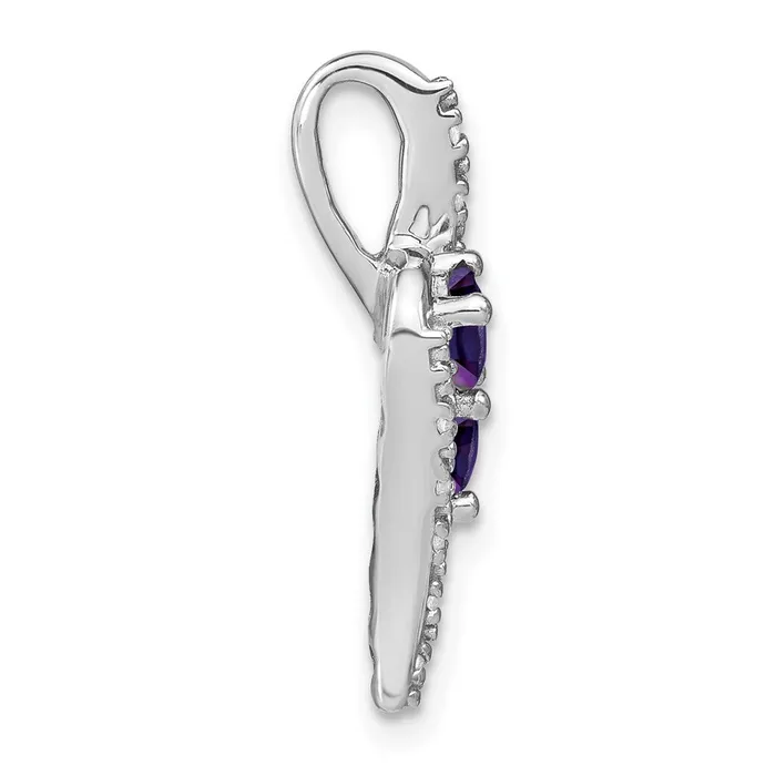 TreasureFineJewelers Necklaces 14k White Gold Amethyst and Diamond Chain Slide