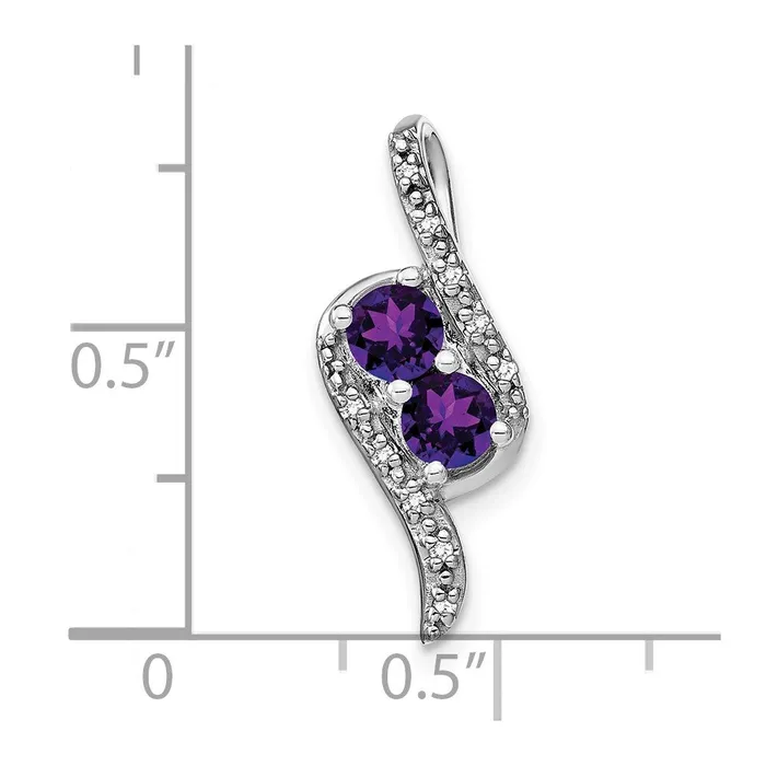 TreasureFineJewelers Necklaces 14k White Gold Amethyst and Diamond Chain Slide