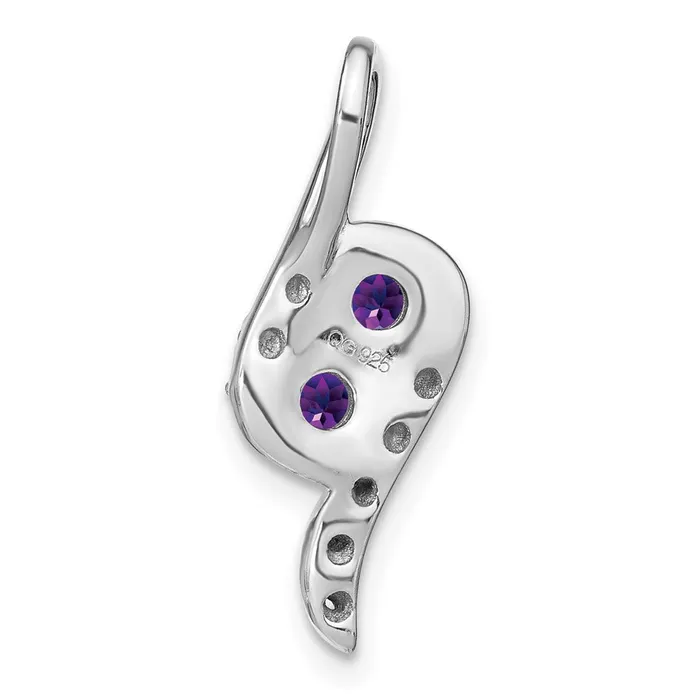 TreasureFineJewelers Necklaces 14k White Gold Amethyst and Diamond Chain Slide