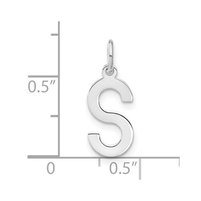 TreasureFineJewelers Necklaces 14k White Gold Letter S Initial Pendant