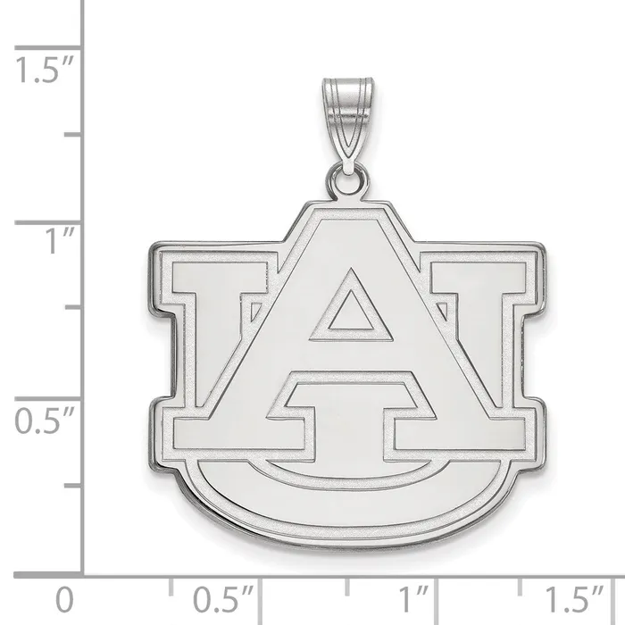 TreasureFineJewelers Necklaces Sterling Silver Rhodiumplated Auburn University AU Extra Large Pendant