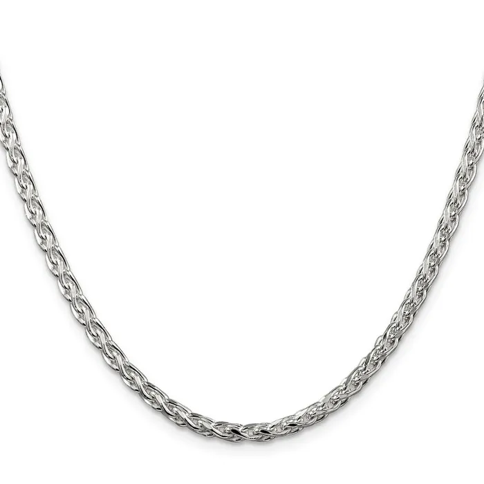 TreasureFineJewelers Rings Sterling Silver 35mm Diamondcut Round Spiga Chain