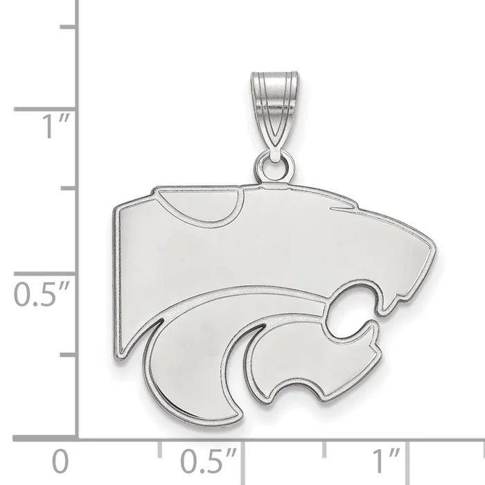TreasureFineJewelers Sterling Silver Rhodiumplated Kansas State University Wildcat Large Pendant Necklaces