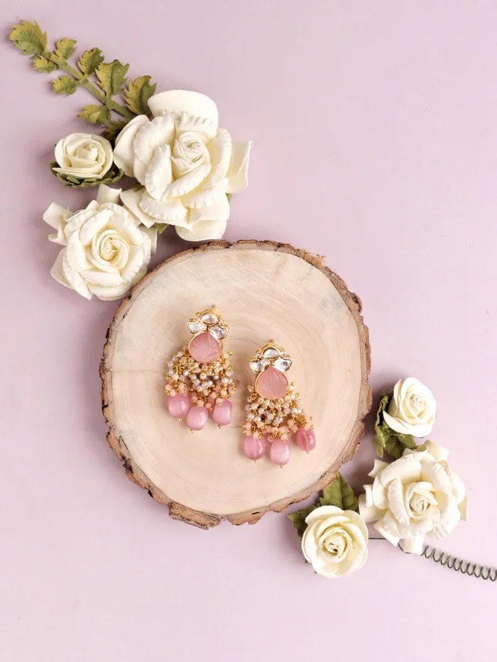Praising Pink The Zoya Kundan Dangler Earrings Curio Cottage Earrings Praising Pink The Zoya Kundan Dangler Earrings Curio Cottage Earrings