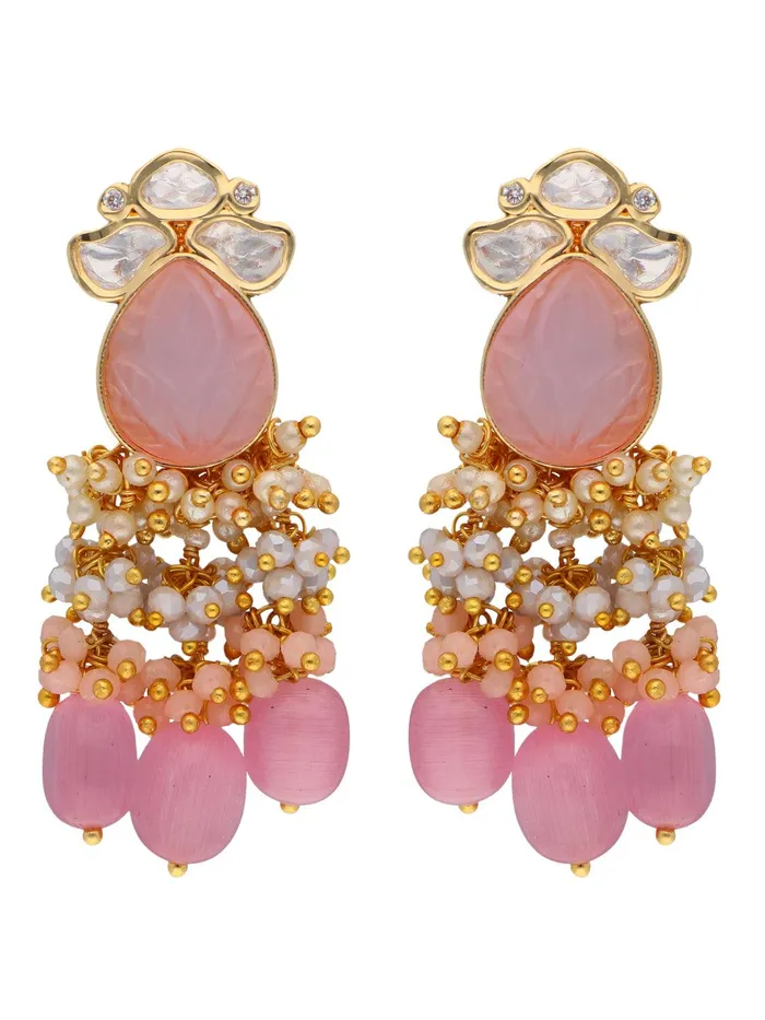 Praising Pink The Zoya Kundan Dangler Earrings Curio Cottage Earrings Praising Pink The Zoya Kundan Dangler Earrings Curio Cottage Earrings
