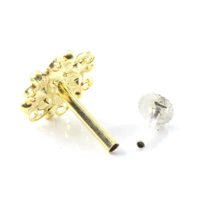 Cute Floral Real Sterling Silver Multi CZ Women Nose Stud Push Pin Karizma Jewels Earrings