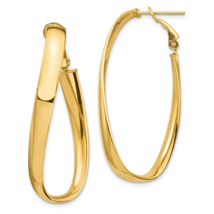 Earrings WB Choice Jewelry 14k High Polished 5mm Twisted Oval Omega Back Hoop EarringsWBCPRE987