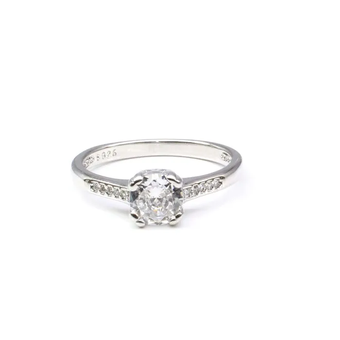 Lovely Indian 925 Sterling Silver Ring White CZ Studded Platinum Finish Karizma Jewels Rings