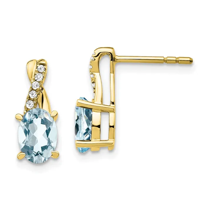 WB Choice Jewelry 10k Aquamarine and Diamond EarringsWBCEM4235AQ0061YA Earrings