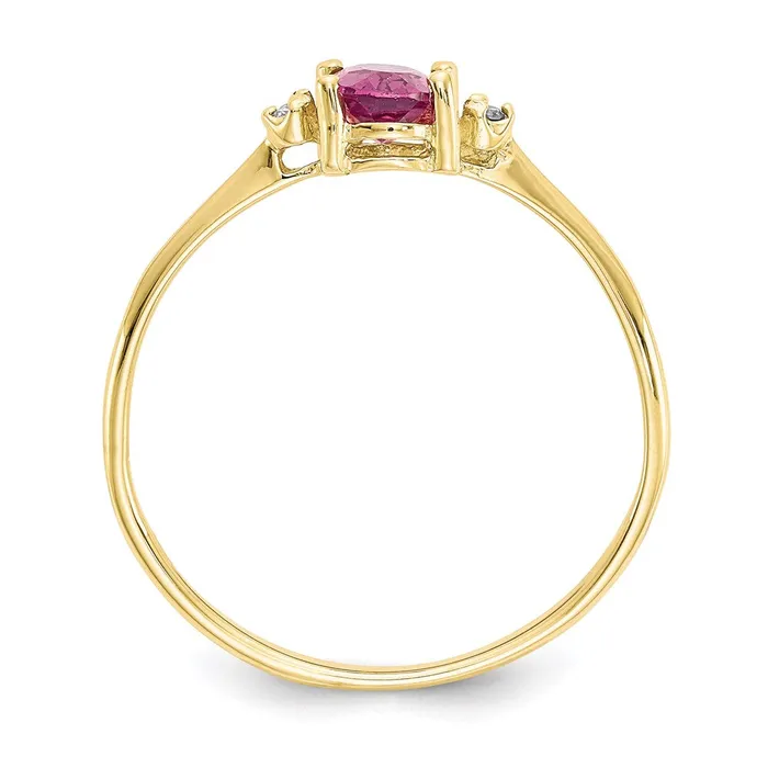 WB Choice Jewelry Rings 10k Polished Geniune Diamond Pink Tourmaline Birthstone RingWBC10XBR211