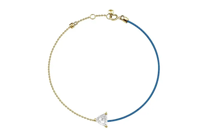 Albert Hern Bracelets Bracelet 18kt Gold Chain Silk Cord Trillion Cut Diamond